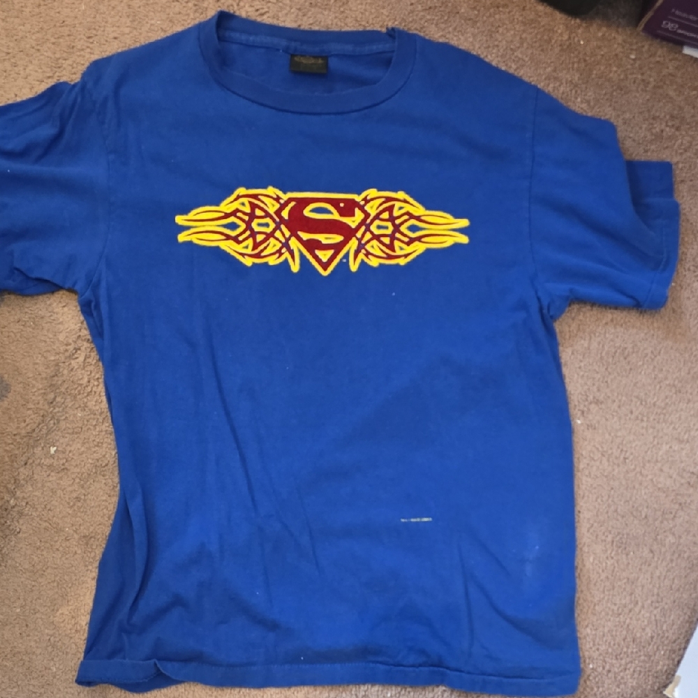 DC Comics Blue Superman Tribal Logo T-Shirt Large